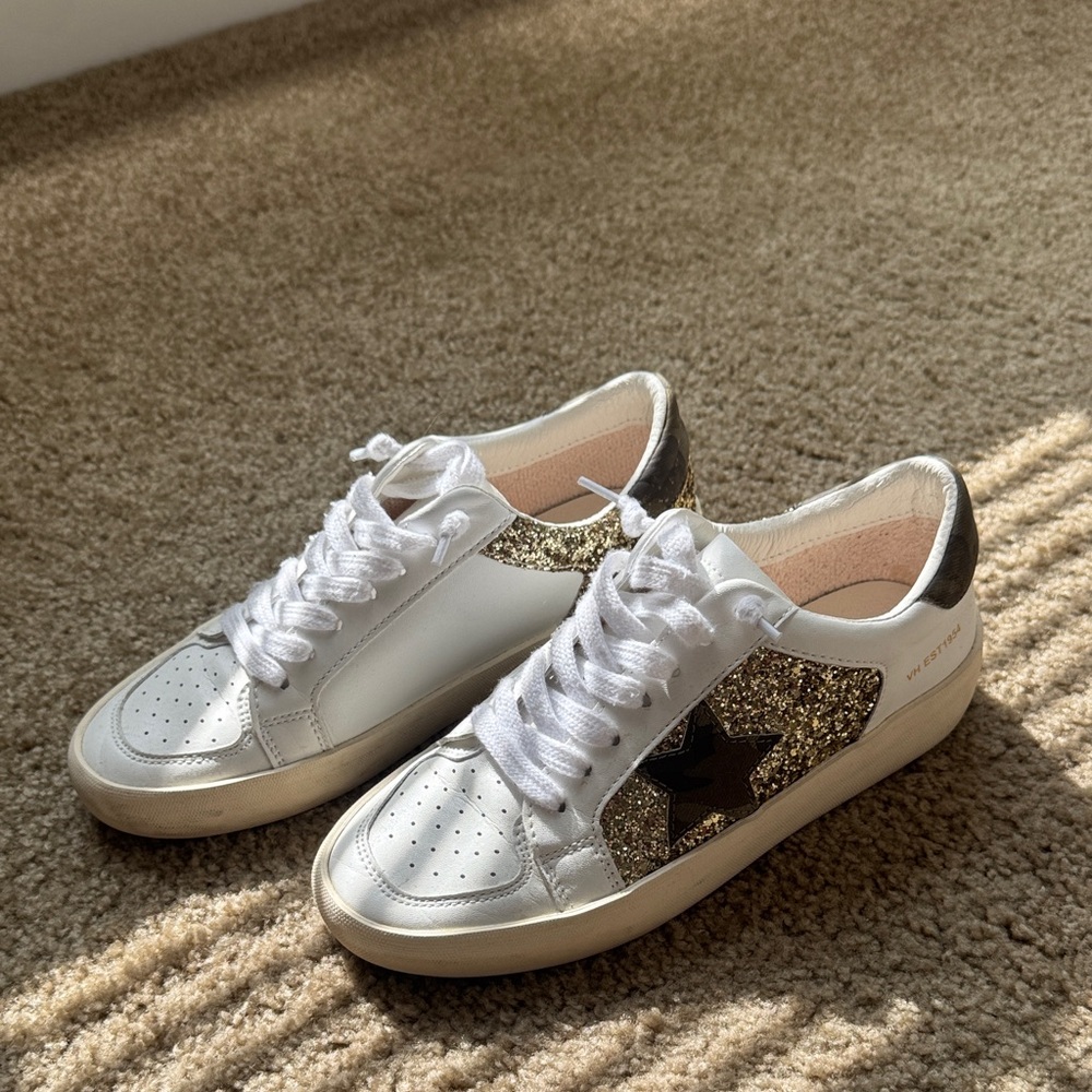 Vintage Havana camo and gold sneakers